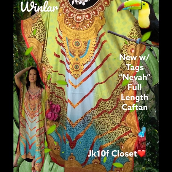 🌼NWT WINLAR🐅 VIBRANT LEOPARD COVERUP CAFTAN - Picture 13 of 14